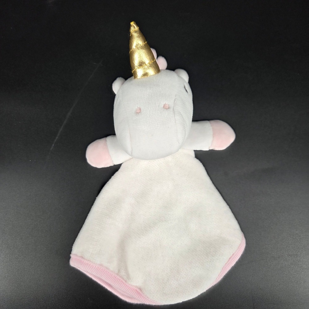 Cloud Island White Plush Unicorn Lovey Security Blanket Pink  Baby Toddler Toy